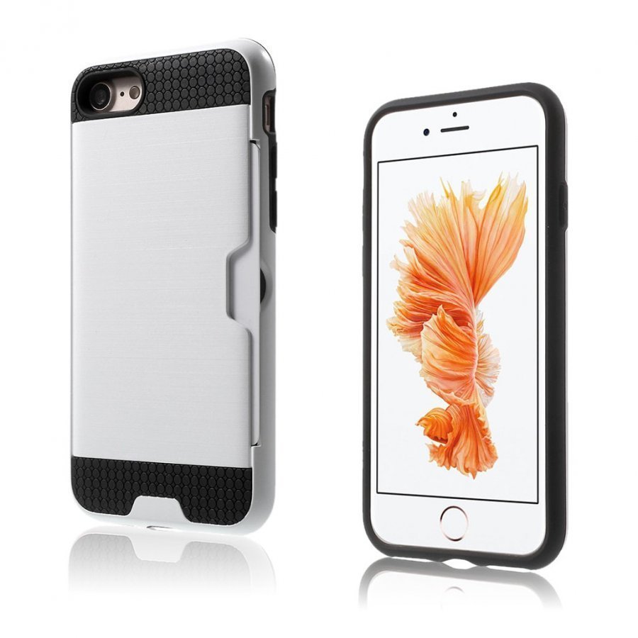 Absalon Iphone 7 Harjattu Joustava Hybridi Kuori Valkoinen