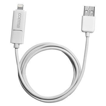 Comma 2-in-1 MFI Lightning / Micro USB Kaapeli Valkoinen