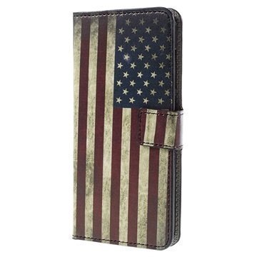 HTC One A9 Tyylikäs Lompakkokotelo Vintage American Flag