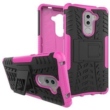 Huawei Honor 6x (2016) Anti-Slip Hybrid Case Black / Hot Pink