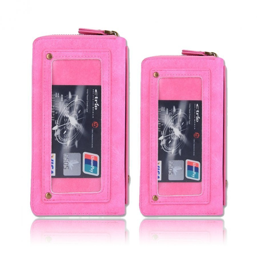 Iphone 7 Plus Käsilaukku Tyylinen Nahkakotelo Pinkki