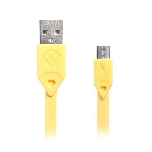 Kingxbar 1 Metrin Litteä Mikro Usb Data Ja Latauskaapeli Keltainen