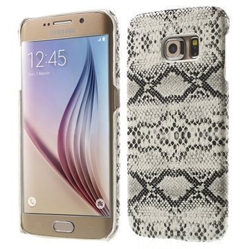 Kova Suojakuori Samsung Galaxy S6 Edge Käärmeennahka Valkoinen