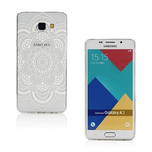 Krøyer Samsung Galaxy A3 2016 Kuori Valkoisia Mandala Kukkia