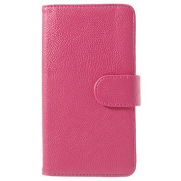 LG G Pro 2 Wallet Nahkakotelo Kuuma Pinkki