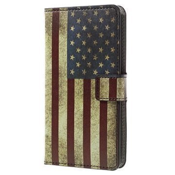 LG K10 Tyylikäs Lompakkokotelo Vintage American Flag