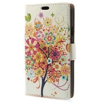 LG L60 Wallet Nahkakotelo Flowering Tree Colorful