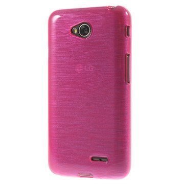 LG L70 D320 Harjattu TPU Kotelo Kuuma Pinkki