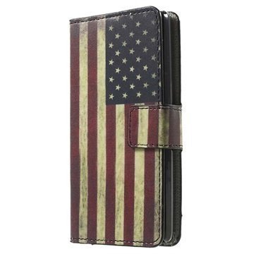 LG Leon Tyylikäs Lompakkokotelo Vintage American Flag