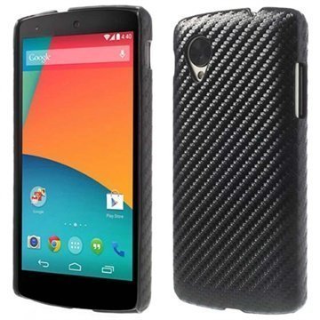 LG Nexus 5 Kova Suojakotelo Musta Hiilikuitu