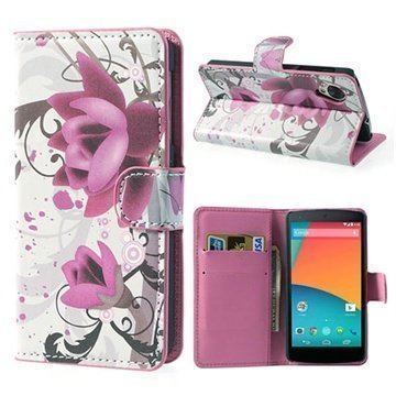 LG Nexus 5 Wallet Nahkakotelo Lotus