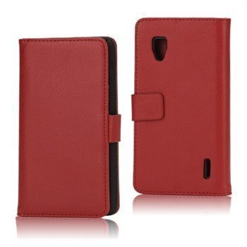 LG Optimus G E973 Wallet Nahkakotelo Punainen