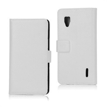 LG Optimus G E973 Wallet Nahkakotelo Valkoinen