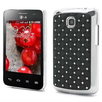 LG Optimus L3 II Dual E435 Bling Timanttinen Suoja Musta