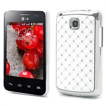 LG Optimus L3 II Dual E435 Bling Timanttinen Suoja Valkoinen