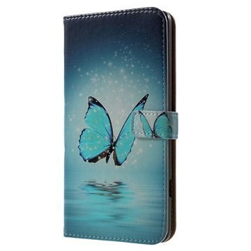 LG V20 Wallet Case Blue Butterfly