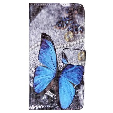 LG X Power Wallet Case Blue Butterfly