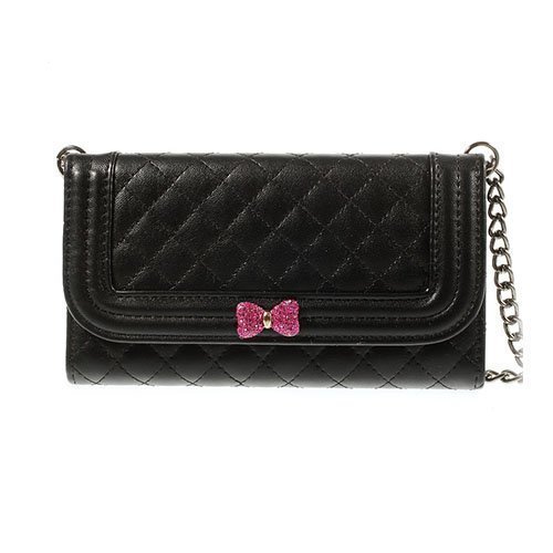 Leather Purse Bowknot Musta Iphone 6 Laukku