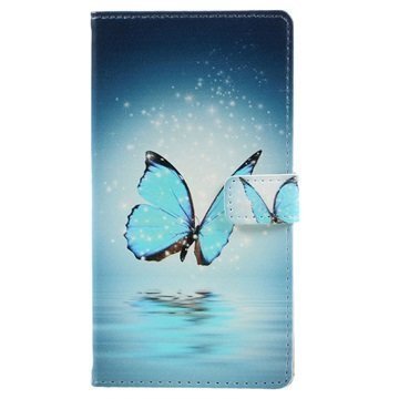 Lenovo K6 Glam Wallet Case Blue Butterfly