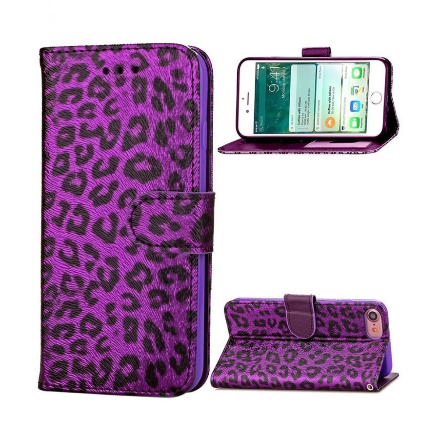 Leopard Ii Iphone 7 Leopardi Kuvioinen Nahkakotelo Violetti