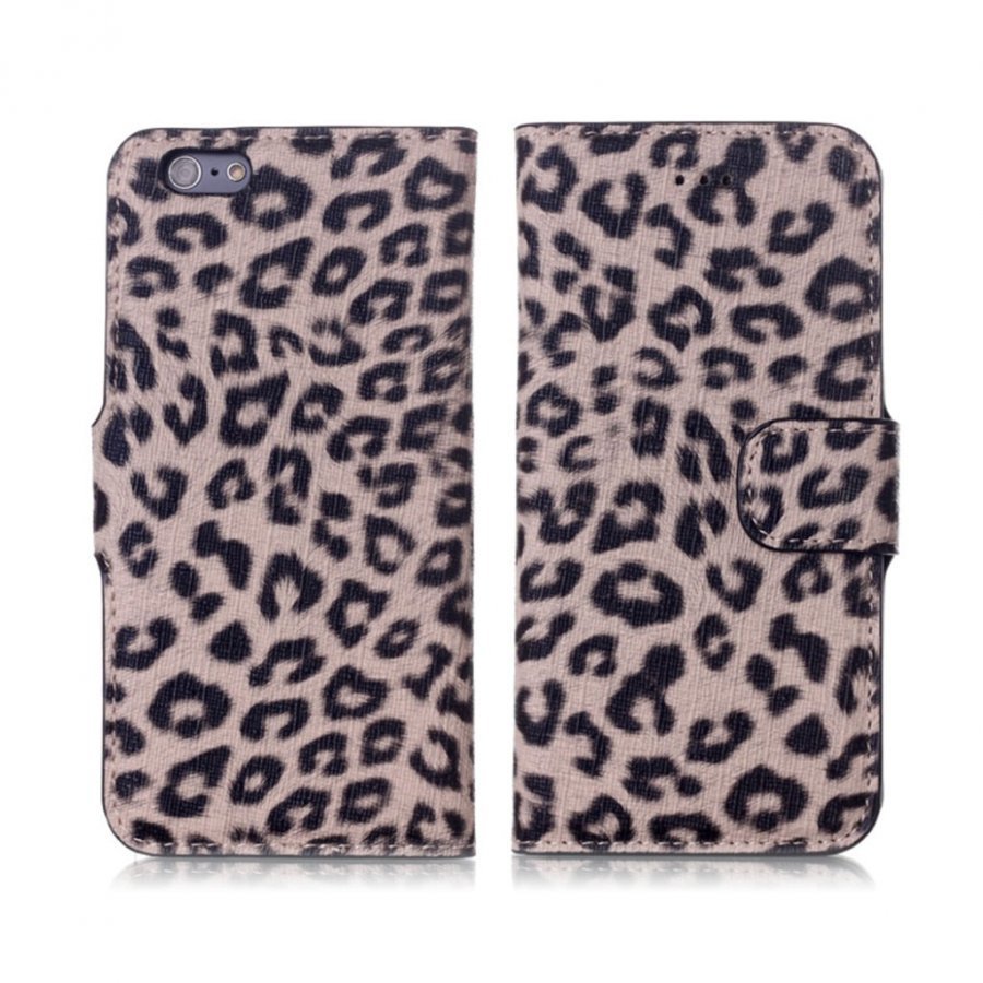 Leopard Iphone 7 Leopardi Kuvioinen Nahkakotelo Lompakko Ruskea