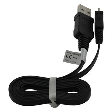 Litteä MicroUSB-Datakaapeli Musta 0