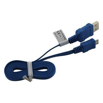 Litteä MicroUSB-Datakaapeli Sininen 0