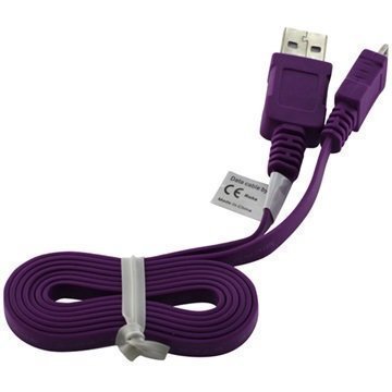 Litteä MicroUSB-Datakaapeli Violetti 0.95m