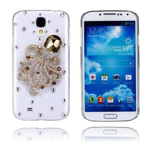 Luxury Bling Kulta Mustekala Samsung Galaxy S4 Suojakuori