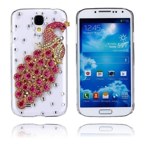 Luxury Bling Kulta&Kuuma Pinkki Riikinkukko Samsung Galaxy S4 Suojakuori