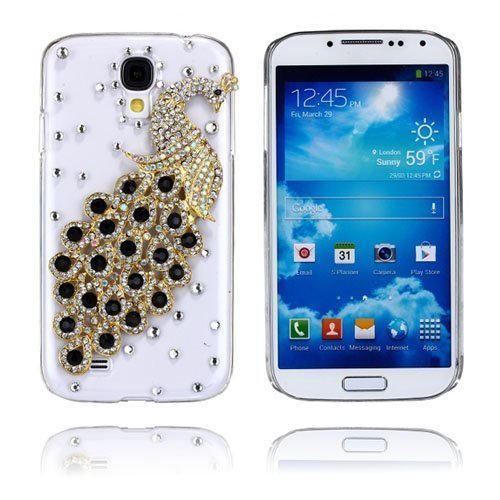 Luxury Bling Kulta&Musta Riikinkukko Samsung Galaxy S4 Suojakuori