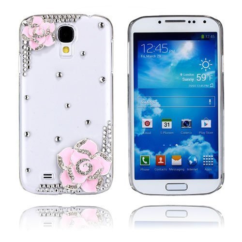 Luxury Bling Pinkki Kukka Samsung Galaxy S4 Suojakuori