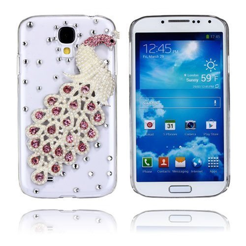 Luxury Bling Pinkki Riikinkukko Samsung Galaxy S4 Suojakuori