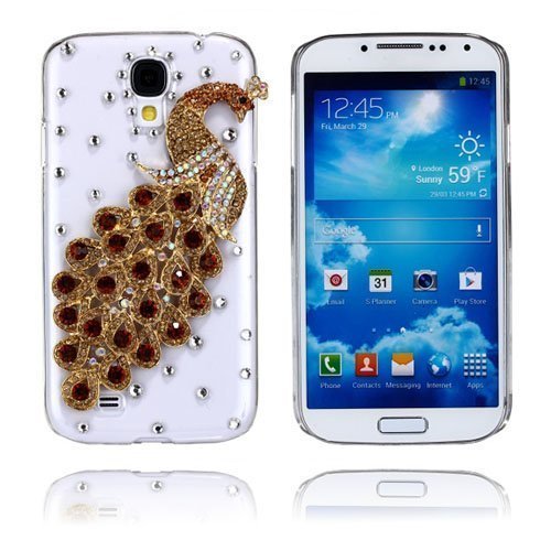 Luxury Bling Ruskea Riikinkukko Samsung Galaxy S4 Suojakuori