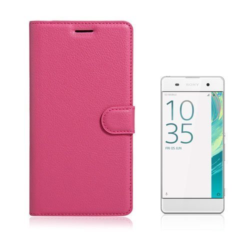 Mankel Sony Xperia Xa Ultra Pu Nahkakotelo Läpällä Kuuma Pinkki