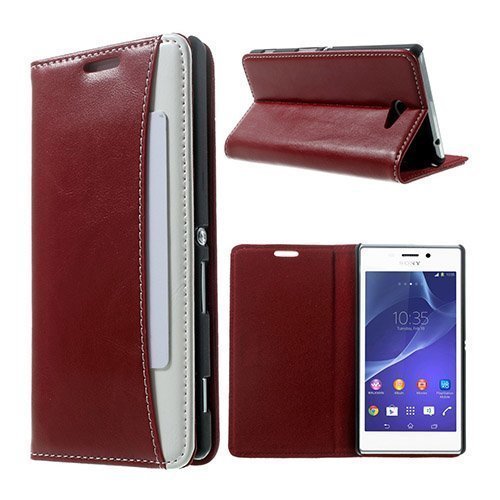 Mankell Wallet Punainen Sony Xperia M2 Nahkakotelo