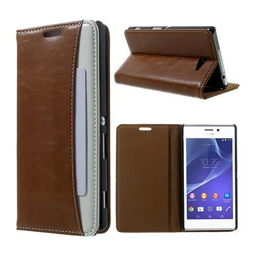 Mankell Wallet Ruskea Sony Xperia M2 Nahkakotelo