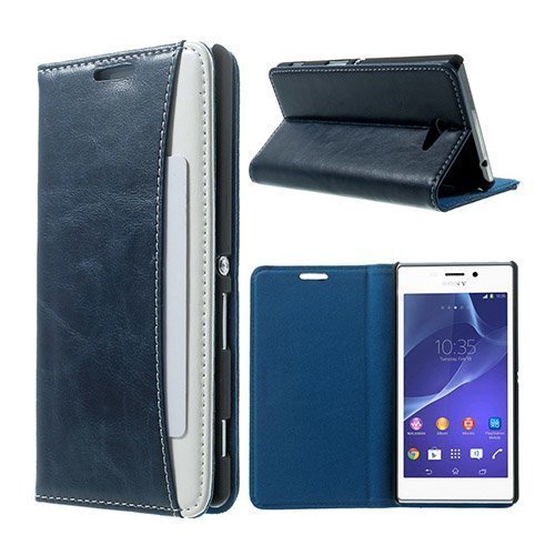 Mankell Wallet Tummansininen Sony Xperia M2 Nahkakotelo