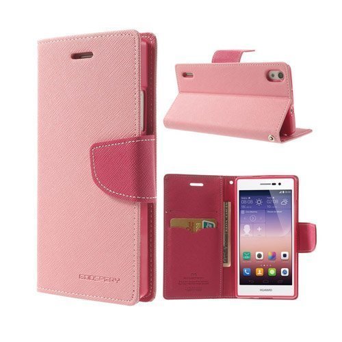 Mercury Vaalea Pinkki / Kuuma Pinkki Huawei Ascend P7 Nahkakotelo