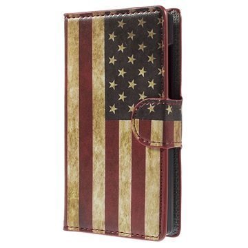 Microsoft Lumia 532 Lumia 532 Dual SIM Tyylikäs Lompakkokotelo Vintage American Flag