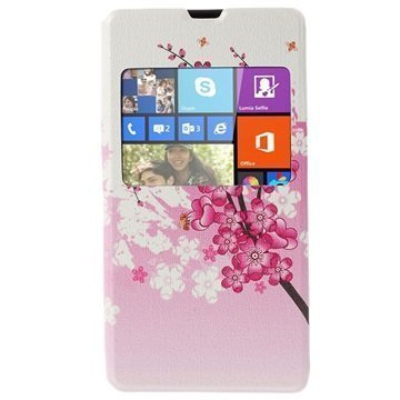 Microsoft Lumia 535 Lumia 535 Dual SIM Slim View Folio Suojakotelo Kirsikkapuun kukat