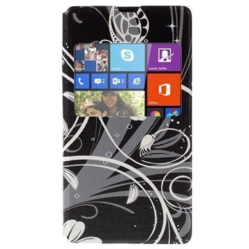 Microsoft Lumia 535 Lumia 535 Dual SIM Slim View Folio Suojakotelo Valkoinen Kukat