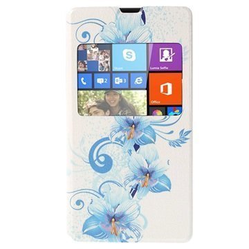 Microsoft Lumia 535 Lumia 535 Dual SIM Slim View Folio Suojakotelo Valkoinen / Sininen