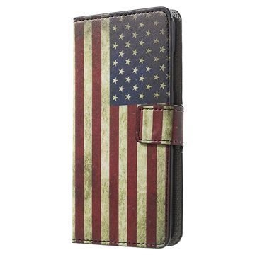 Microsoft Lumia 650 Tyylikäs Lompakkokotelo Vintage American Flag