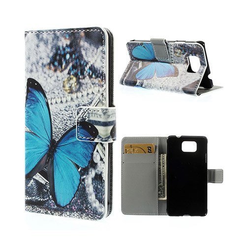 Moberg Blue Butterfly Samsung Galaxy Alpha Nahkakotelo