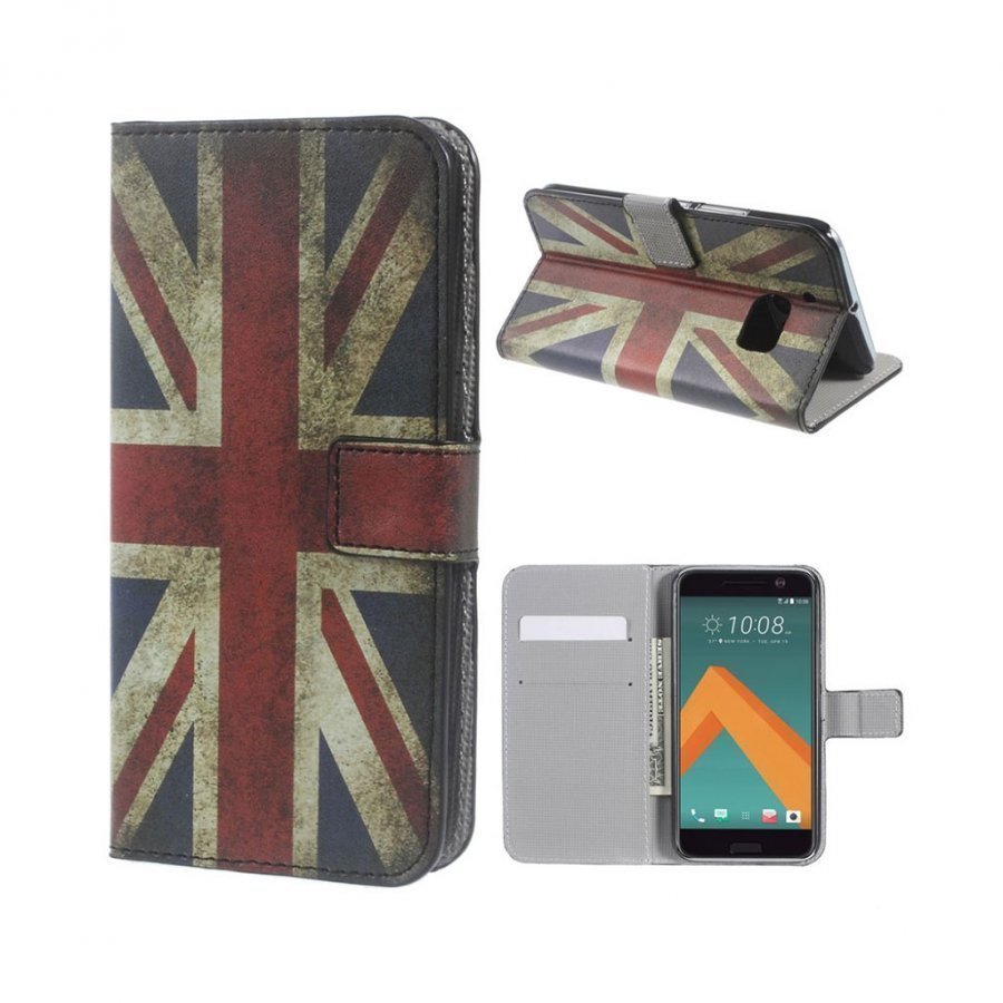 Moberg Htc 10 Nahkakotelo Läpällä Retro Britannian Lippu