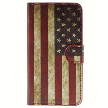 Motorola Moto G (3rd gen) Tyylikäs Lompakkokotelo Vintage American Flag