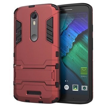 Motorola Moto X Force Hybridikotelo Irrotettava Jalusta Punainen