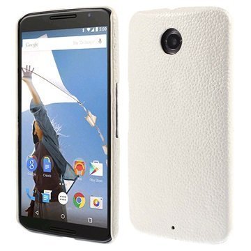 Motorola Nexus 6 Nahkapäällysteinen Kova Suojakuori Valkoinen