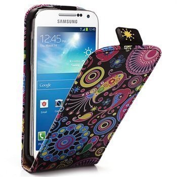 Nahkainen Läppäkotelo Samsung Galaxy S4 mini I9190 I9192 I9195 Sininen / Keltainen / Pinkki / Musta